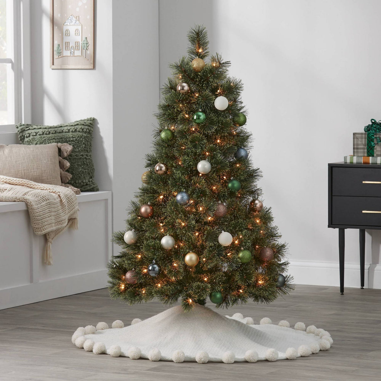 4.5' Pre-Lit Virginia Pine Artificial Christmas Tree Clear Lights - Wondershop