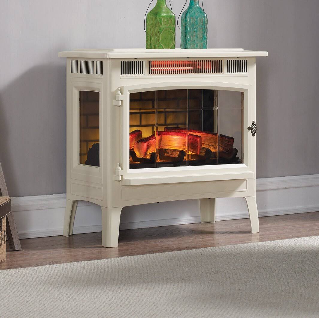 Duraflame 3D Cream Infrared Electric Fireplace Stove with Remote Control